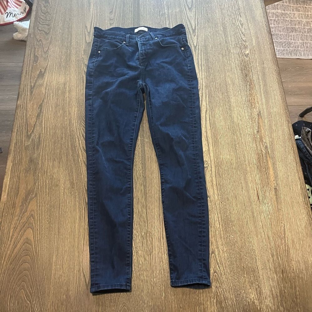 LOFT Legging Jeans High Rise Denim Fitted Stretch Dark Wash Blue Size 29/8